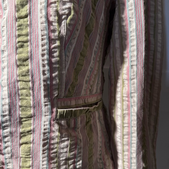 Stylish Cabi Women's Green and Pink Striped Jacket | Size 8 | 100% Cotton - Picture 3 of 10